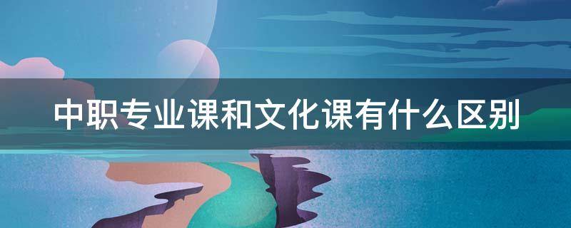 中职专业课和文化课有什么区别 中职专业课和文化课有什么区别和联系