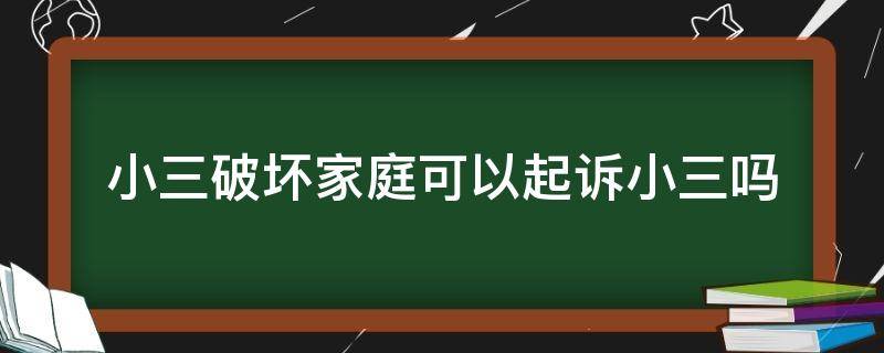 小三破坏家庭可以起诉小三吗 小三破坏我的家庭我能起诉她吗