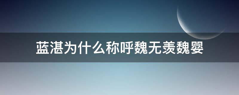 蓝湛为什么称呼魏无羡魏婴 蓝湛为什么只称呼魏婴