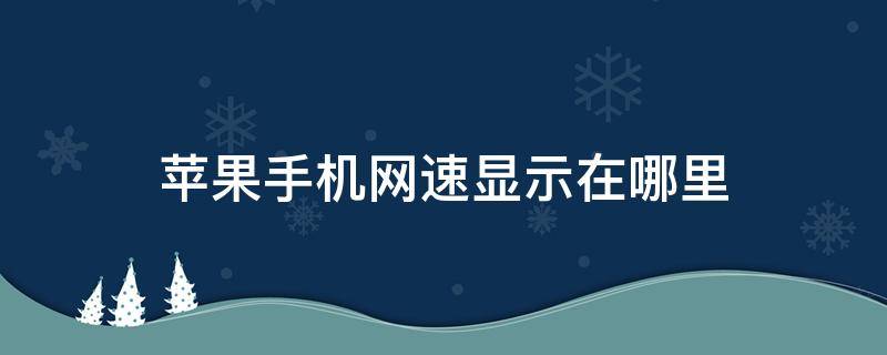 苹果手机网速显示在哪里（苹果手机怎么设置网速显示）