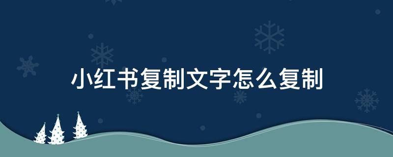 小红书复制文字怎么复制 小红书的文字怎么复制