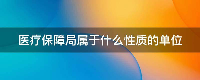 医疗保障局属于什么性质的单位 医疗保障局是管哪方面的