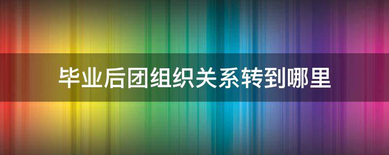 毕业后团组织关系转到哪里（高中毕业后团组织关系转到哪里）