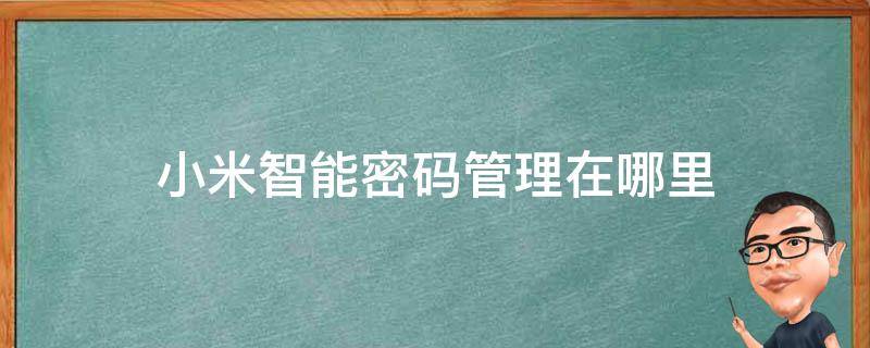 小米智能密码管理在哪里（小米智能管理密码怎么查看密码）