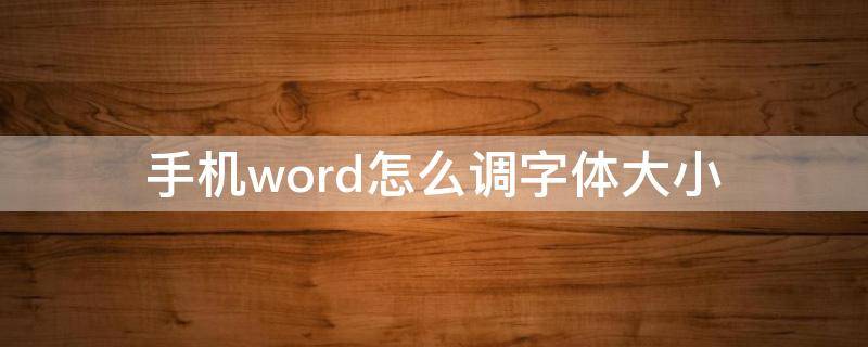 手机word怎么调字体大小 手机word可以调字体大小吗