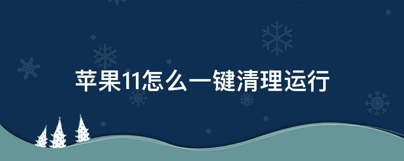 苹果11怎么一键清理运行 苹果11怎么一键清理运行的软件