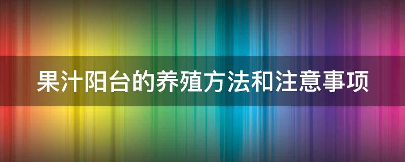 果汁阳台的养殖方法和注意事项（栀子花的养殖方法和注意事项）