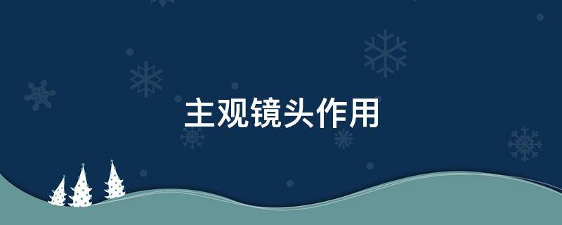 主观镜头作用（主观镜头作用分析）