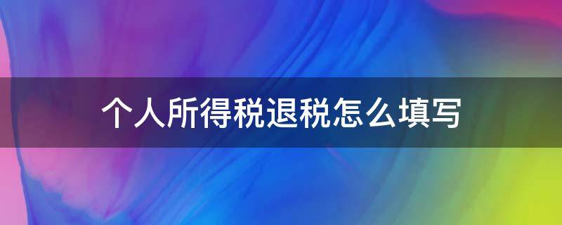 个人所得税退税怎么填写 个人所得税退税怎么填写申报