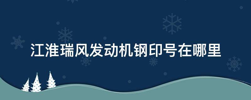 江淮瑞风发动机钢印号在哪里 江淮瑞风发动机号在什么位置图