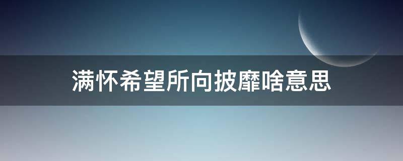 满怀希望所向披靡啥意思 满怀希望,所向披靡