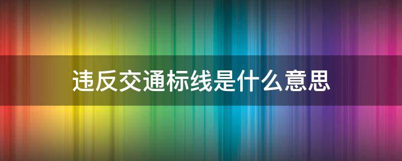 违反交通标线是什么意思（违反标线行驶是什么意思）