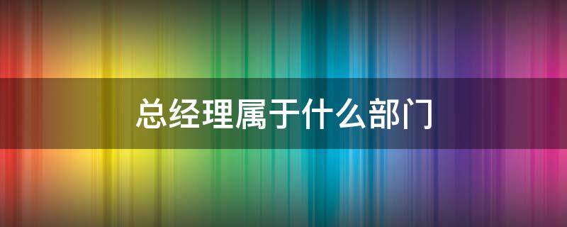 总经理属于什么部门（总经理属于什么部门 填表）