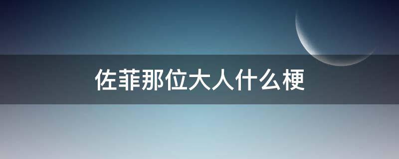 佐菲那位大人什么梗（佐菲有什么梗）