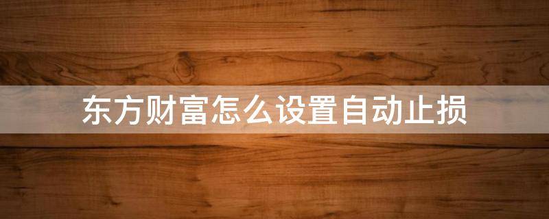 东方财富怎么设置自动止损（东方证券怎么设置自动止损）