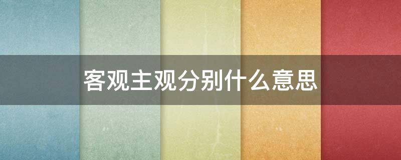 客观主观分别什么意思（客观和主观啥意思）