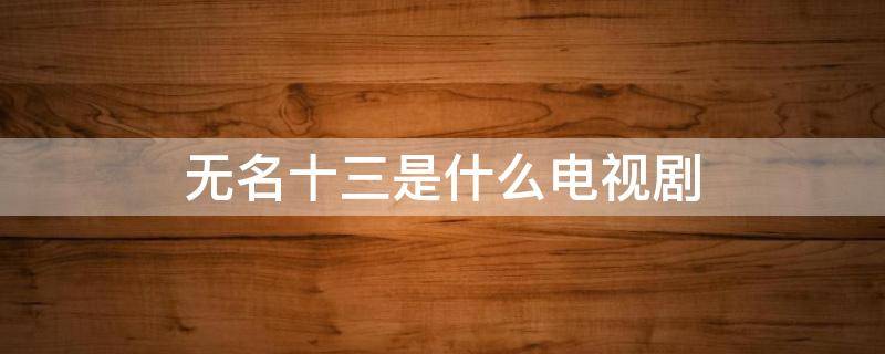 无名十三是什么电视剧（无名十三最后结局）