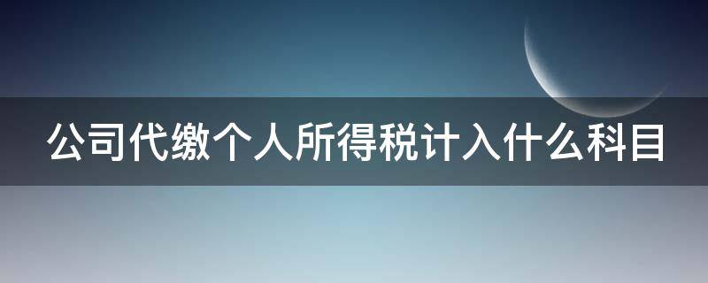公司代缴个人所得税计入什么科目 公司代缴个人所得税计入什么科目里