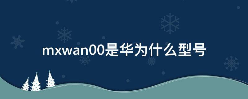 mxwan00是华为什么型号 mxwan00是华为什么型号多少钱