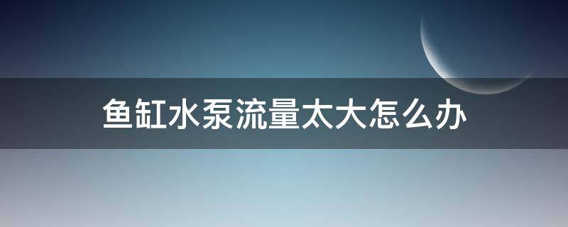 鱼缸水泵流量太大怎么办（鱼缸水泵水流大怎么办）