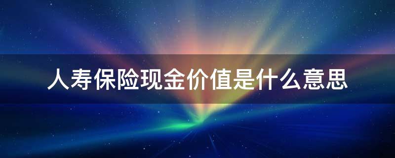 人寿保险现金价值是什么意思（人寿现金价值表什么意思）