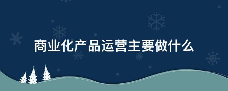 商业化产品运营主要做什么（什么是商业产品运营）