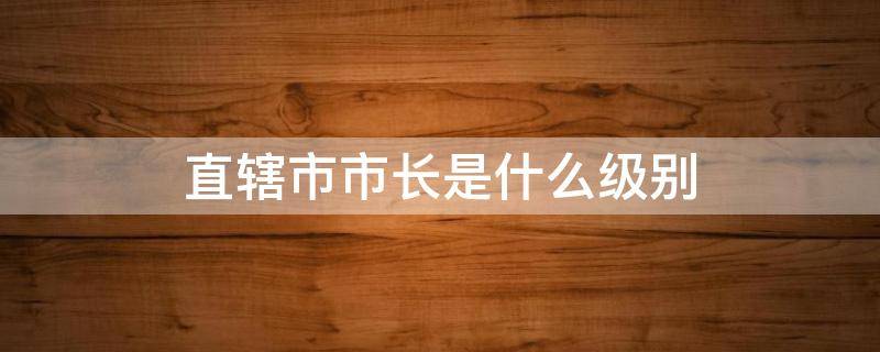 直辖市市长是什么级别 直辖市市长是什么级别的官