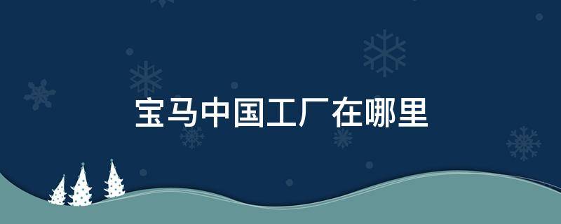 宝马中国工厂在哪里（宝马厂在中国什么地方生产）
