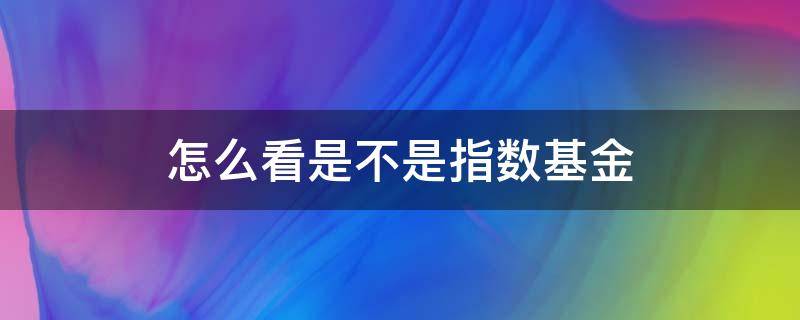 怎么看是不是指数基金（怎么看是不是指数型基金）