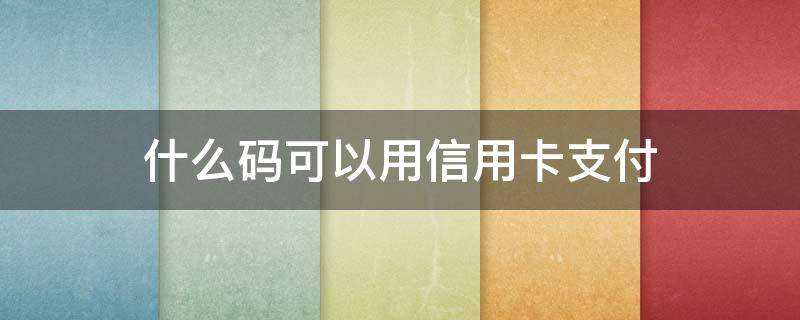什么码可以用信用卡支付 什么码能用信用卡付款