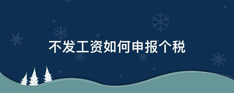 不发工资如何申报个税（不发工资怎么申报）