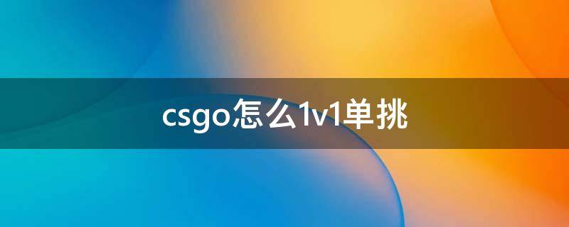 csgo怎么1v1单挑 csgo怎么1v1单挑去掉人机