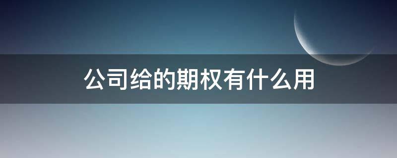 公司给的期权有什么用 上市公司给的期权有什么用