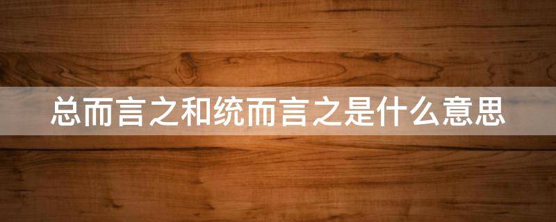 总而言之和统而言之是什么意思（总而言之,统而言之的理解和作用）
