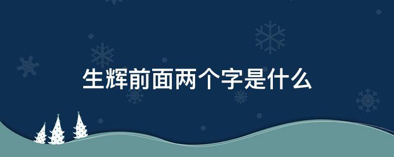 生辉前面两个字是什么 生辉是什么意思?