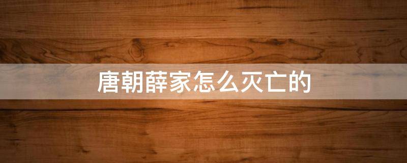 唐朝薛家怎么灭亡的 唐朝薛氏家族的灭亡