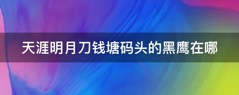 天涯明月刀钱塘码头的黑鹰在哪 天涯明月刀手游钱塘码头黑鹰在哪