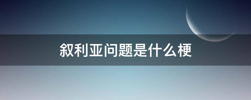 叙利亚问题是什么梗 请问您对叙利亚问题怎么看?什么梗