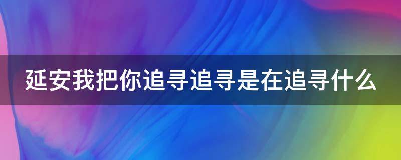 延安我把你追寻追寻是在追寻什么（延安我把你追寻追寻是在追寻什么?）