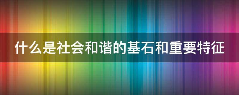 什么是社会和谐的基石和重要特征（什么是社会和谐的基石和重要特征诚信）