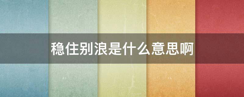 稳住别浪是什么意思啊 稳住别浪稳住别浪