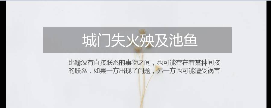 城门失火殃及池鱼蕴含了什么道理（城门失火殃及池鱼这一典故包含的哲学寓意是）