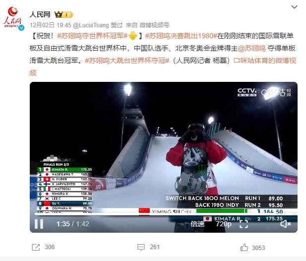 苏翊鸣单板滑雪大跳台世界杯夺冠 苏翊鸣个人资料