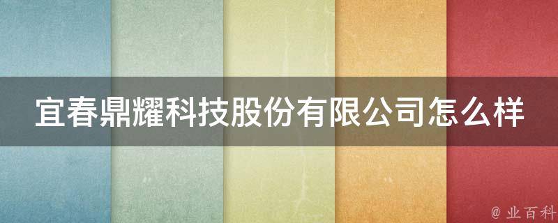 宜春鼎耀科技股份有限公司怎么样 宜春顶耀智能科技