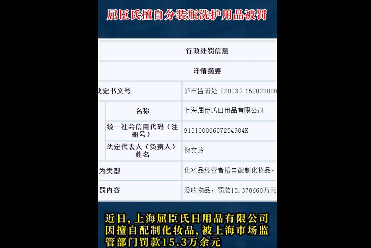 屈臣氏擅自分装洗护用品被罚15万（屈臣氏卖分装瓶吗）